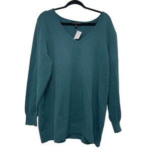 Lane Bryant Teal Knit V-Neck Top